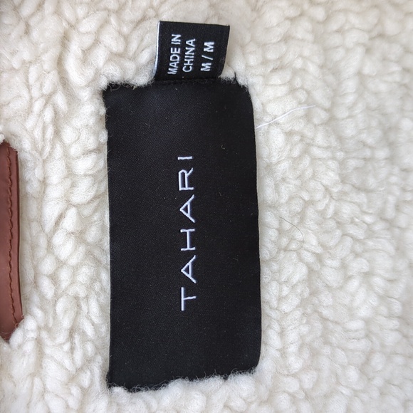 Tahari Selena Faux Shearling Trim Jacket Brown Medium - Picture 10 of 11